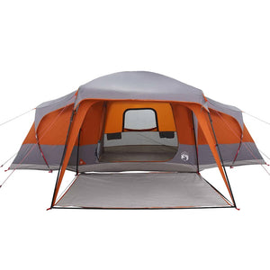 Family Tent with Porch Dome 9-Person Grey and Orange Waterproof