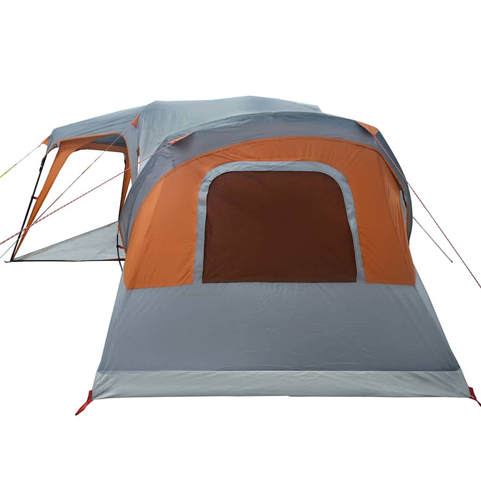 Family Tent with Porch Dome 9-Person Grey and Orange Waterproof