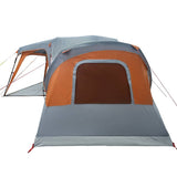 Family Tent with Porch Dome 9-Person Grey and Orange Waterproof