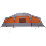 Family Tent with Porch Dome 9-Person Grey and Orange Waterproof