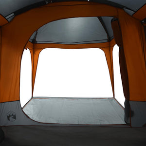 Family Tent with Porch Dome 9-Person Grey and Orange Waterproof