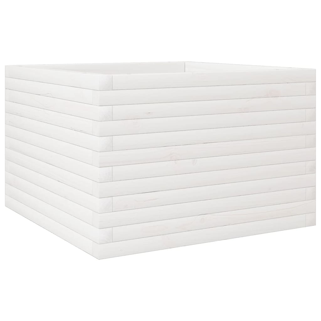 Garden Planter White 70x70x45.5 cm Solid Wood Pine