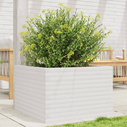 Garden Planter White 70x70x45.5 cm Solid Wood Pine