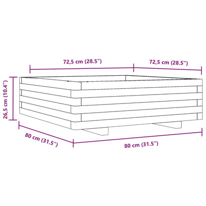 Garden Planter White 80x80x26.5 cm Solid Wood Pine