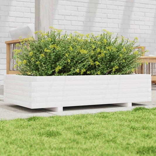 Garden Planter White 110x60x26,5 cm Solid Wood Pine