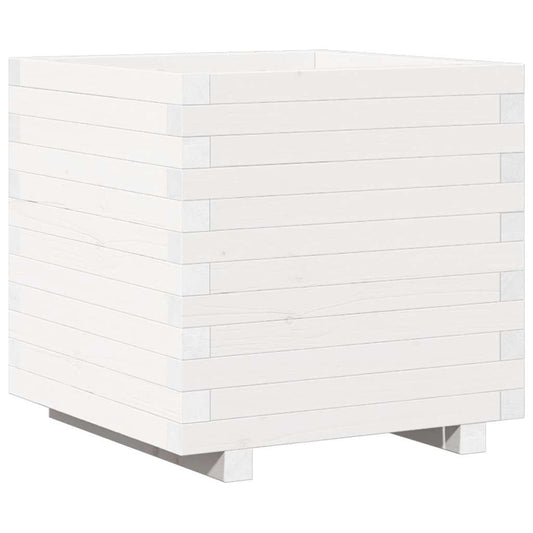 Garden Planter White 50x50x49.5 cm Solid Wood Pine