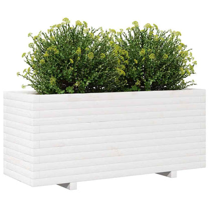 Garden Planter White 110x40x49.5 cm Solid Wood Pine