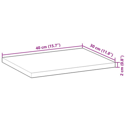 Table Top 40x30x2 cm Rectangular Solid Wood Acacia