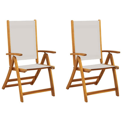 Folding Garden Chairs 2 pcs Solid Wood Acacia and Textilene