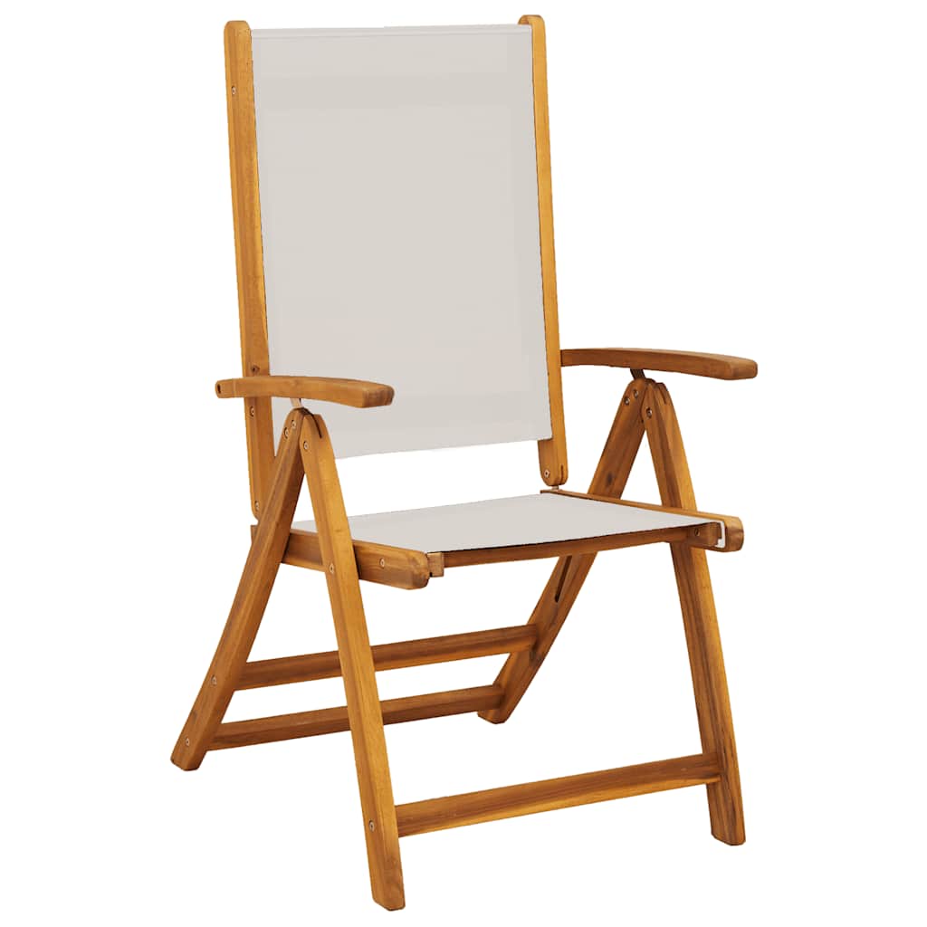 Folding Garden Chairs 2 pcs Solid Wood Acacia and Textilene