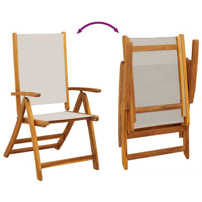 Folding Garden Chairs 2 pcs Solid Wood Acacia and Textilene