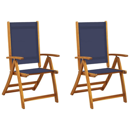 Folding Garden Chairs 2 pcs Solid Wood Acacia and Textilene
