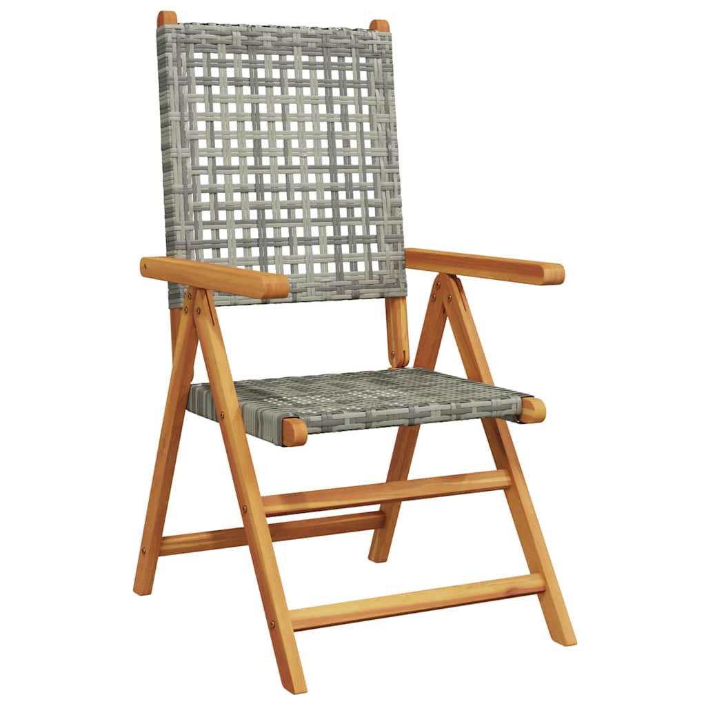 Garden Dining Set | Grey | Solid acacia wood and PE rattan | Adjustable