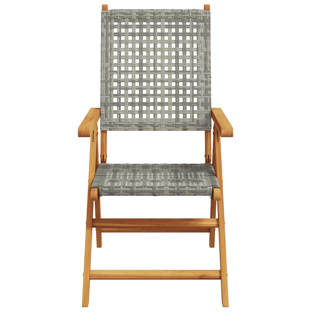 Garden Dining Set | Grey | Solid acacia wood and PE rattan | Adjustable