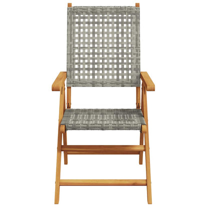 Garden Dining Set | Grey | Solid acacia wood and PE rattan | Adjustable