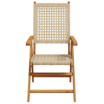 Garden Dining Set | Beige | Solid acacia wood, PE rattan | Medium
