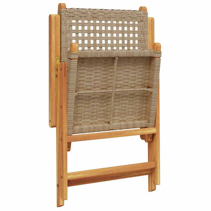 Garden Dining Set | Beige | Solid acacia wood, PE rattan | Medium