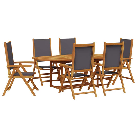 7 Piece Garden Dining Set Anthracite Fabric and Solid Wood