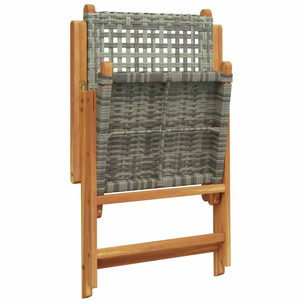 Garden Dining Set | Grey | Solid acacia wood, PE rattan | Large