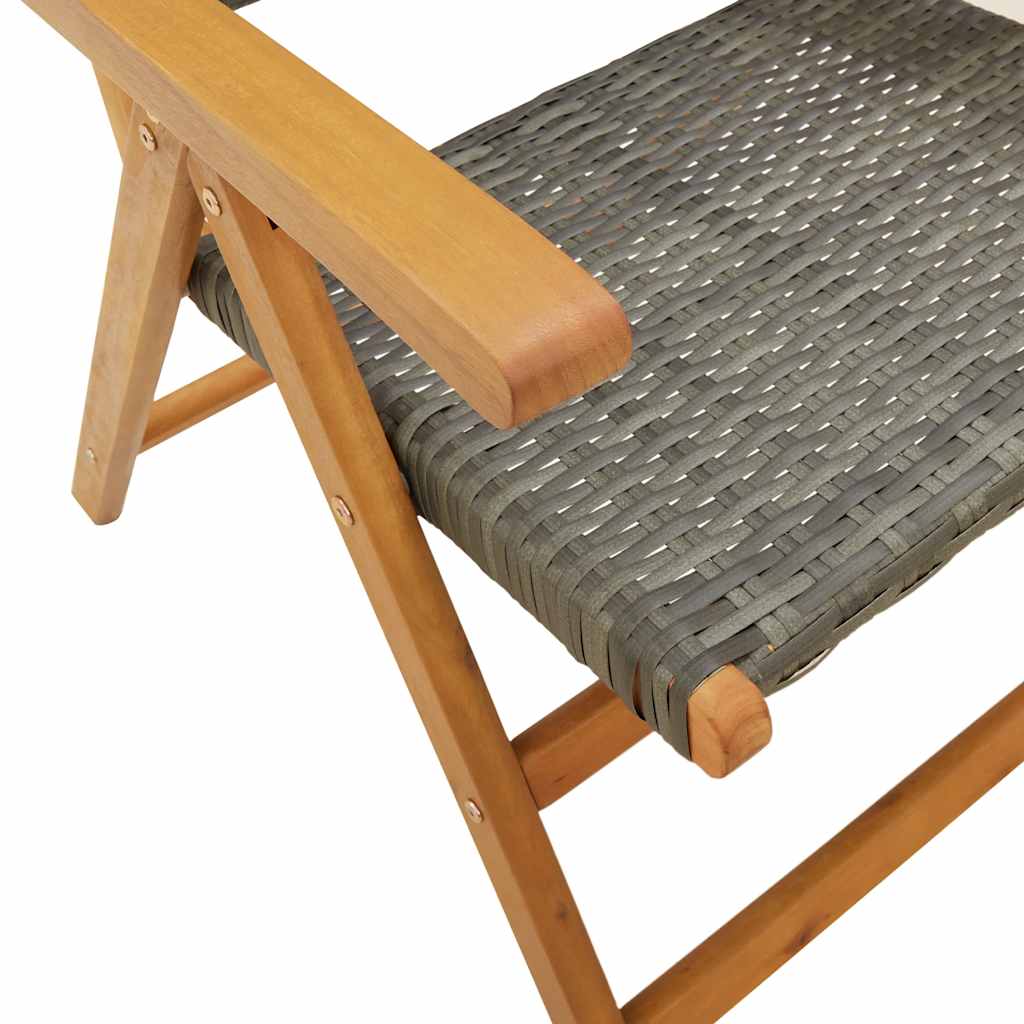 Garden Dining Set | Grey | Solid acacia wood, PE rattan | Large