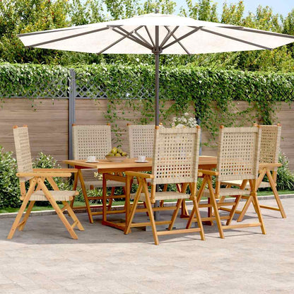 Garden Dining Set | Beige | Solid Acacia wood, PE rattan | Medium