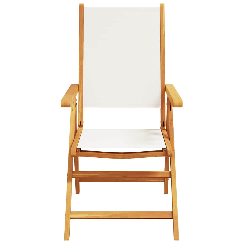 7 Piece Garden Dining Set Cream White Fabric and Solid Wood