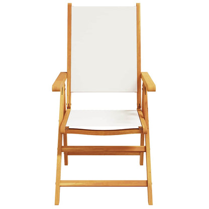 7 Piece Garden Dining Set Cream White Fabric and Solid Wood