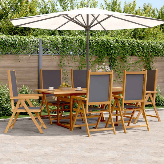7 Piece Garden Dining Set Anthracite Fabric and Solid Wood
