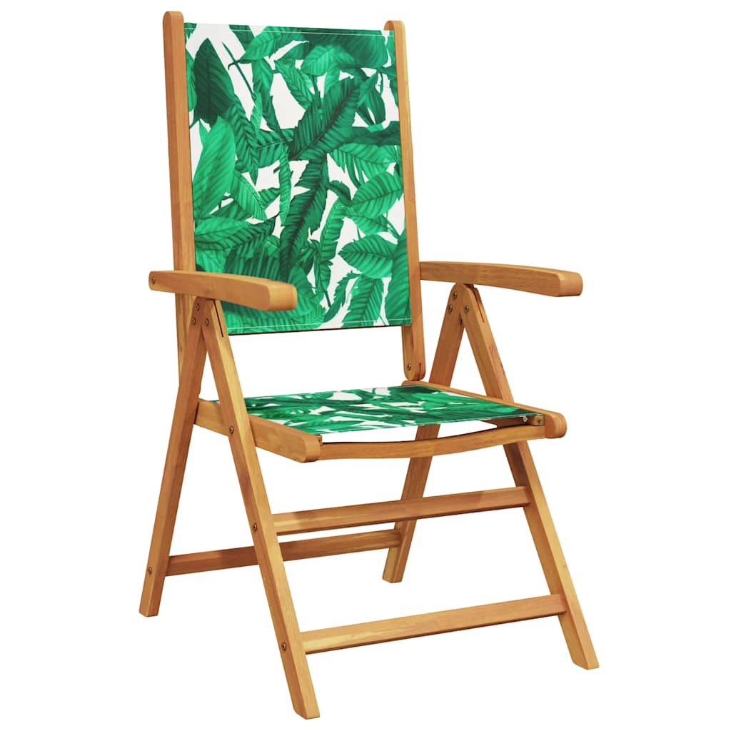 7 Piece Garden Dining Set Leaf Pattern Fabric and Solid Wood