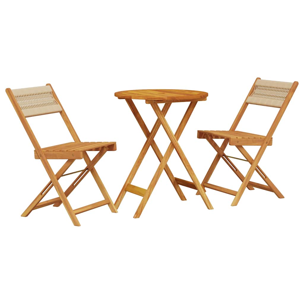 Bistro Set | Beige | Solid acacia wood | Medium |  Foldable  | Bistro Set