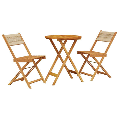 Bistro Set | Beige | Solid acacia wood | Medium |  Foldable  | Bistro Set