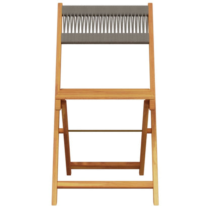 5 Piece Garden Dining Set Grey Polypropylene and Solid Wood