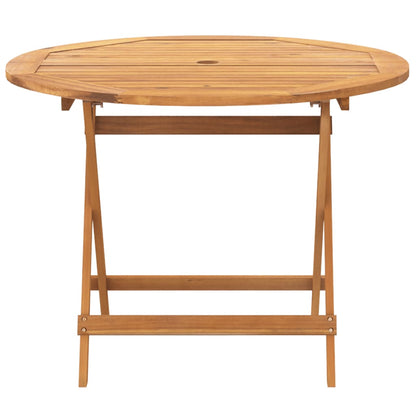5 Piece Garden Dining Set Beige Fabric and Solid Wood