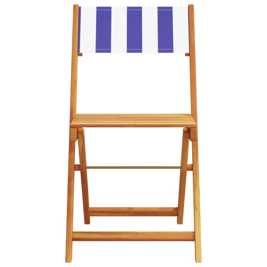 5 Piece Garden Dining Set Blue and White Fabric and Solid Wood