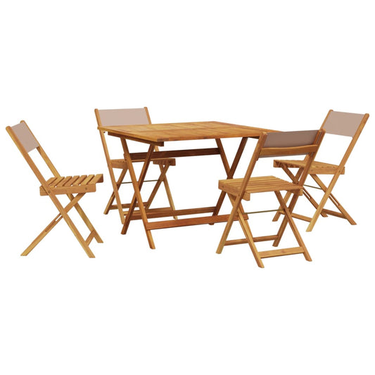5 Piece Garden Dining Set Taupe Fabric and Solid Wood