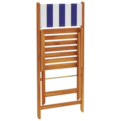 5 Piece Garden Dining Set Blue and White Fabric and Solid Wood