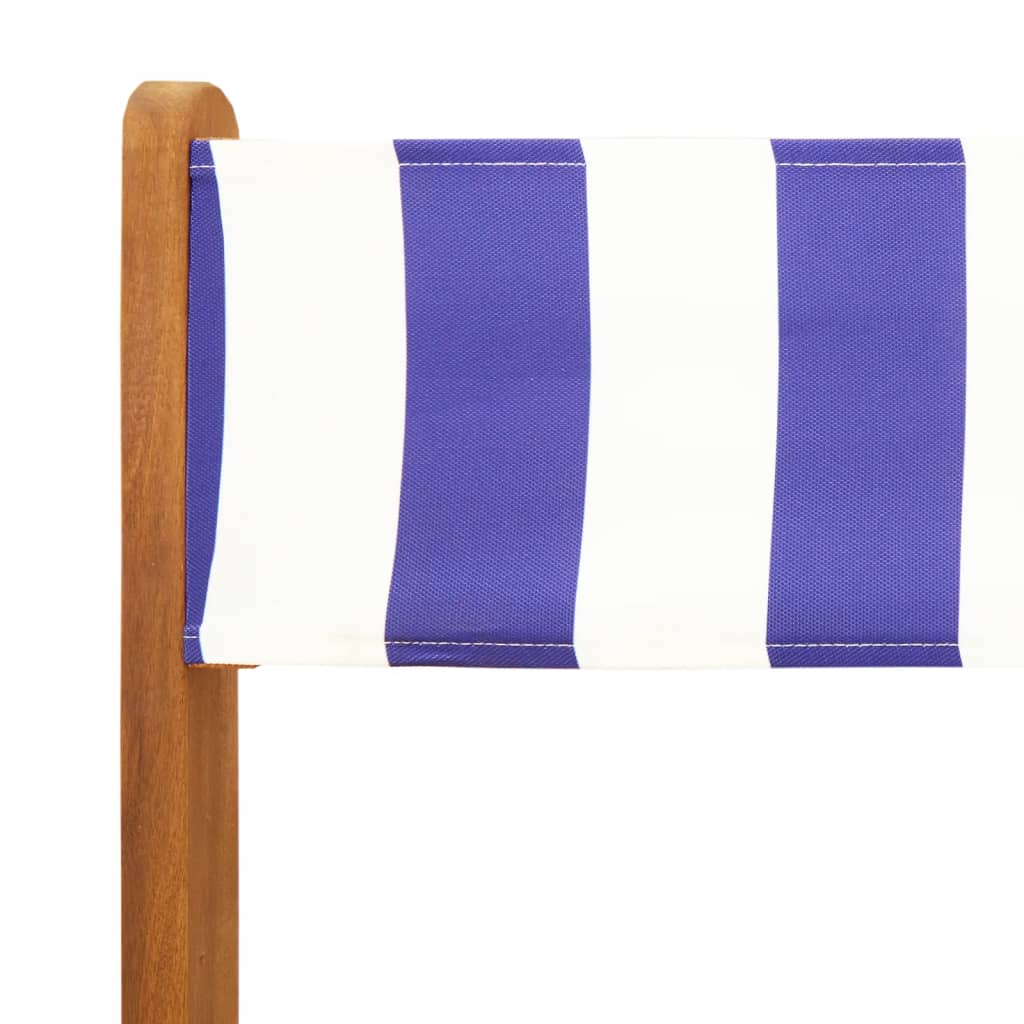 5 Piece Garden Dining Set Blue and White Fabric and Solid Wood