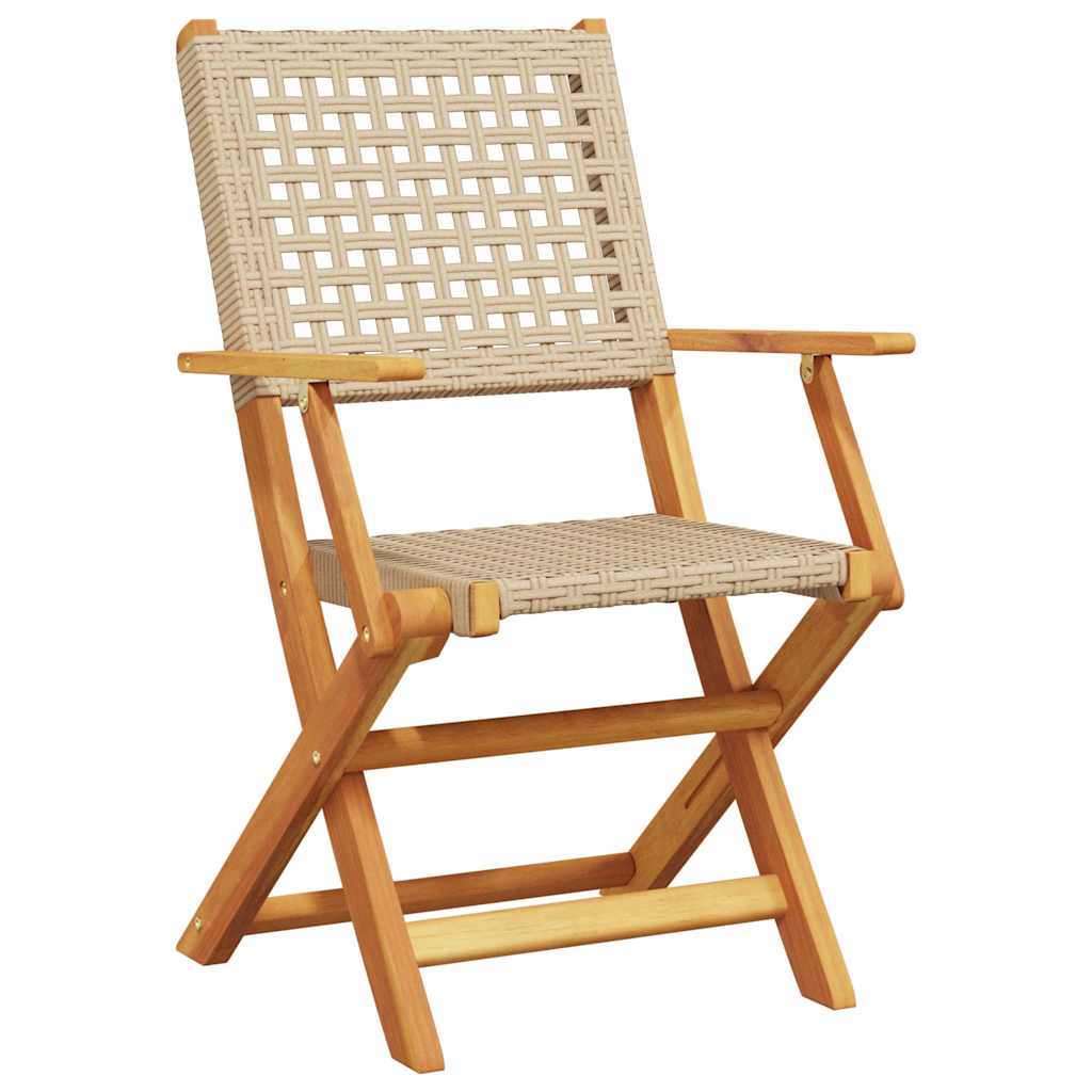 Bistro Set | Beige | Solid Acacia wood with an oil finish, PE rattan