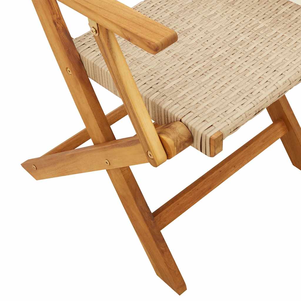Bistro Set | Beige | Solid Acacia wood with an oil finish, PE rattan