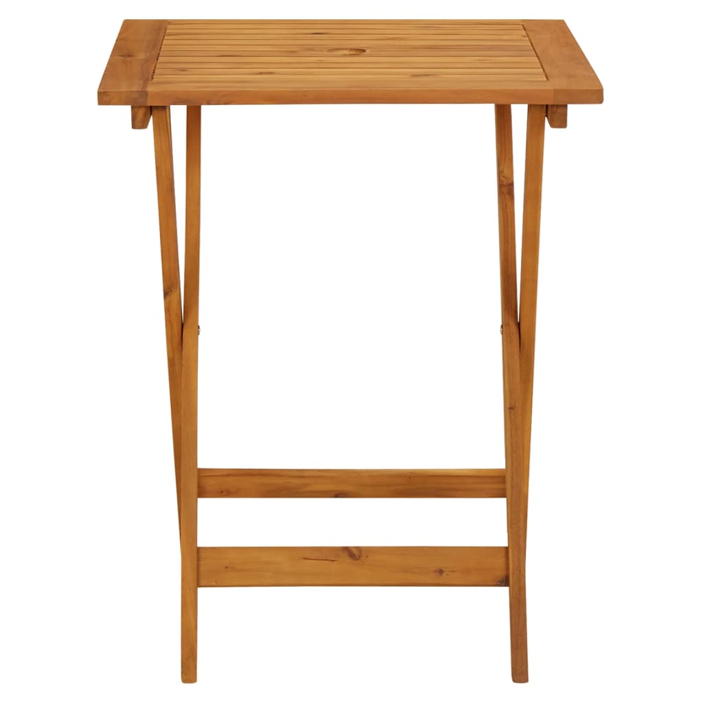 Bistro Set | Black | Solid acacia wood, PE rattan | Compact | Foldable