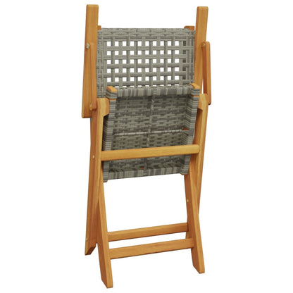 Bistro Set | Grey | Solid acacia wood, PE rattan | Medium | Foldable