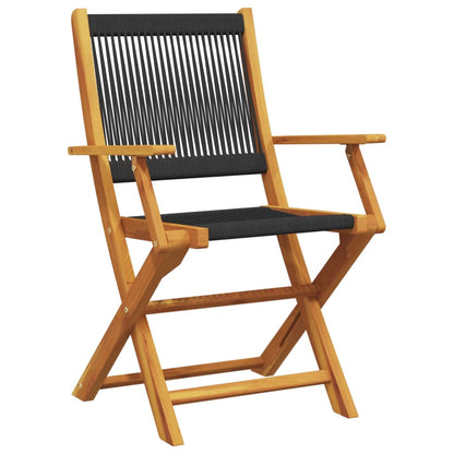 Bistro Set | Black, Natural Wood | Solid Acacia wood, Polypropylene