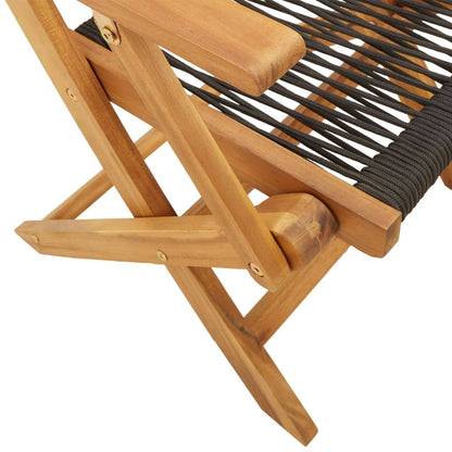 Bistro Set | Black, Natural Wood | Solid Acacia wood, Polypropylene