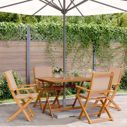 5 Piece Garden Dining Set Taupe Fabric and Solid Wood