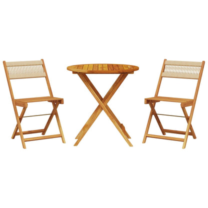 Bistro Set | Beige | Solid acacia wood with an oil finish, Polypropylene