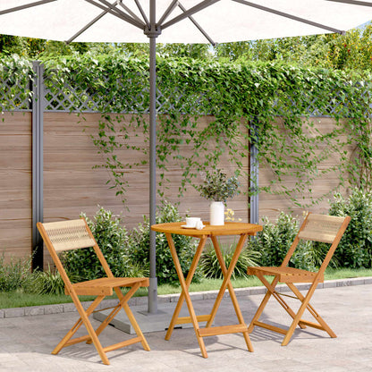 Bistro Set | Beige | Solid acacia wood with an oil finish, Polypropylene