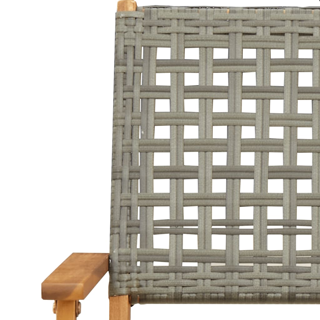 Bistro Set | Grey | Solid acacia wood, PE rattan | 2-seater |  Foldable