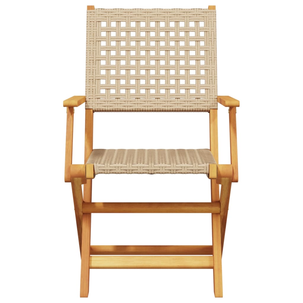 Bistro Set | Beige, Brown | Solid Acacia wood, PE rattan | Small