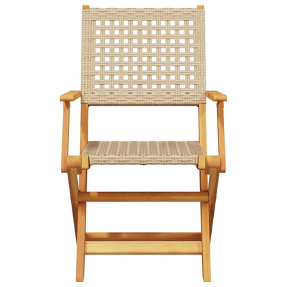 Bistro Set | Beige, Brown | Solid Acacia wood, PE rattan | Small