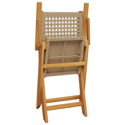 Bistro Set | Beige, Brown | Solid Acacia wood, PE rattan | Small